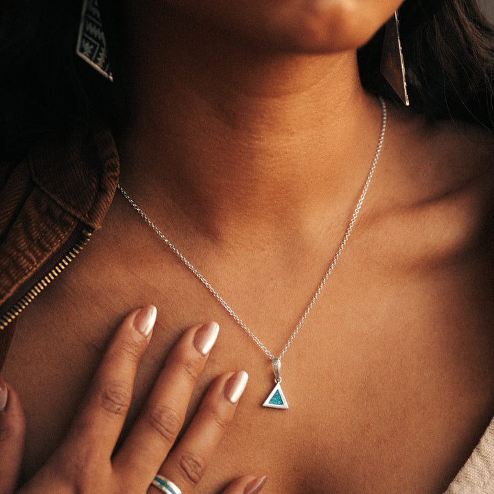Turquoise Triangle Pendant Necklace