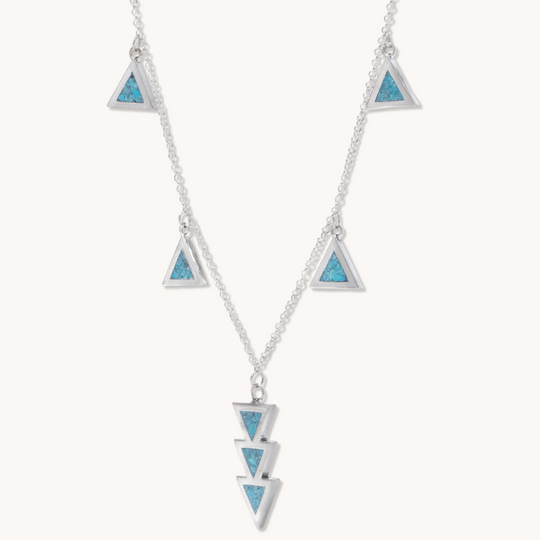 Triangle Drop Pendant with Natural Turquoise Inlay