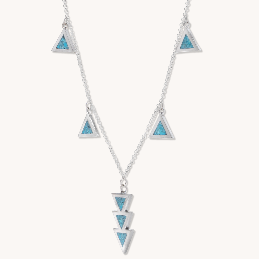 Triangle Drop Pendant with Natural Turquoise Inlay
