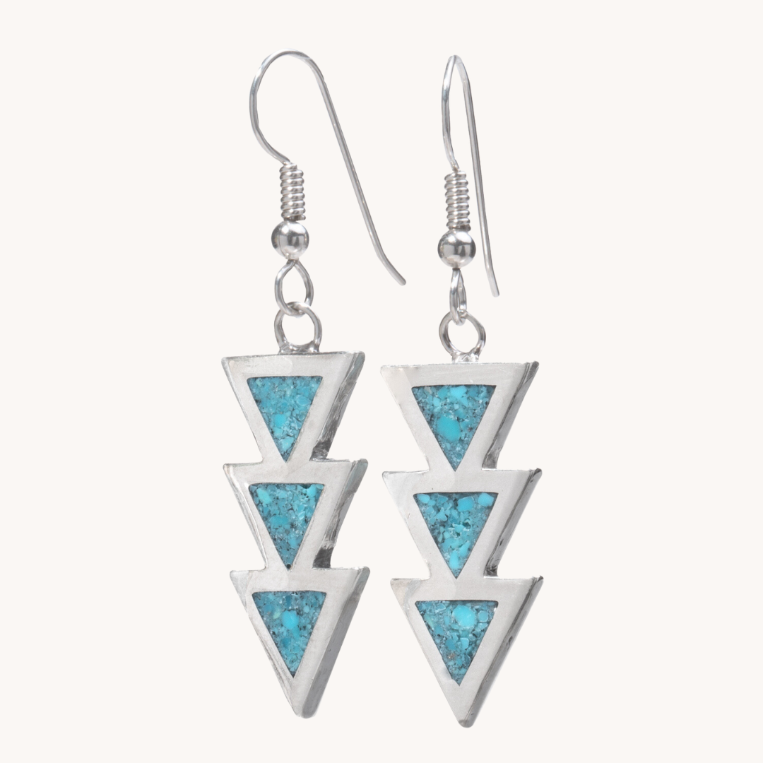 Sterling Silver Drop Earrings and Turquoise Inlay by TSkies