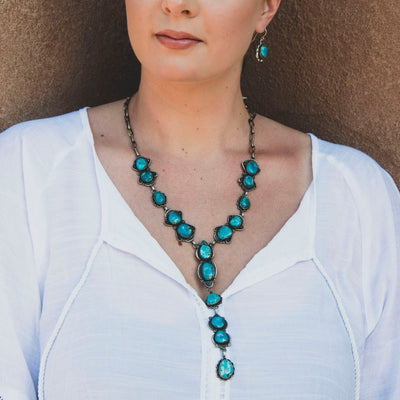 Statement Turquoise Y Necklace