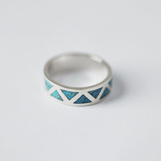 SkyWeaver: Wide Band Azteca Turquoise Ring