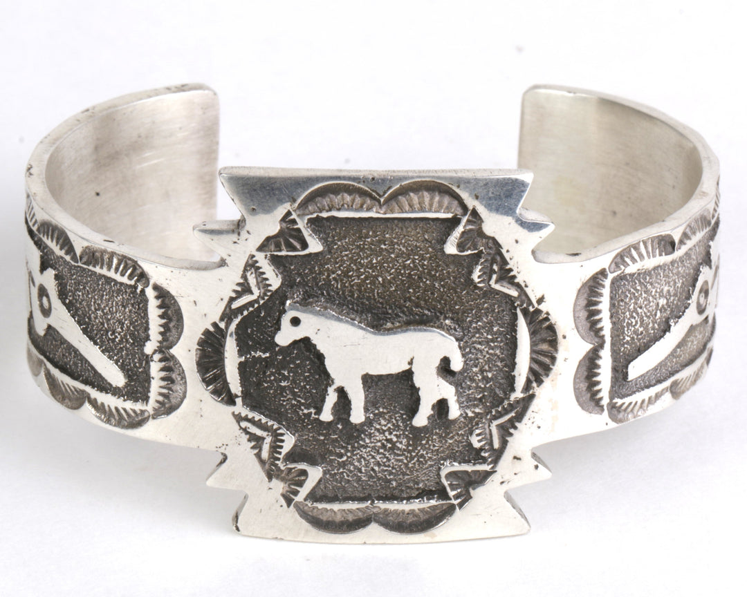 Silver Horse and Feather Cuff