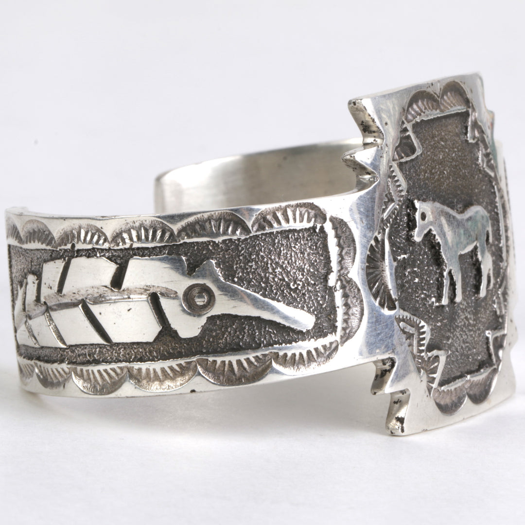 Silver Horse and Feather Cuff