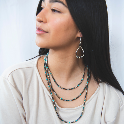 Turquoise and Silver Bead Layering Necklace
