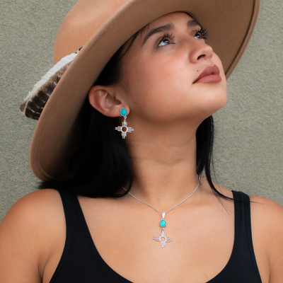 Turquoise Zia Drop Earrings by TSkies Jewelry