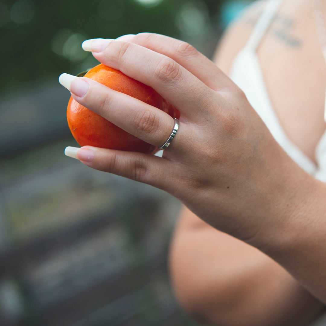 Sterling Silver Band Ring with Stone Inlay