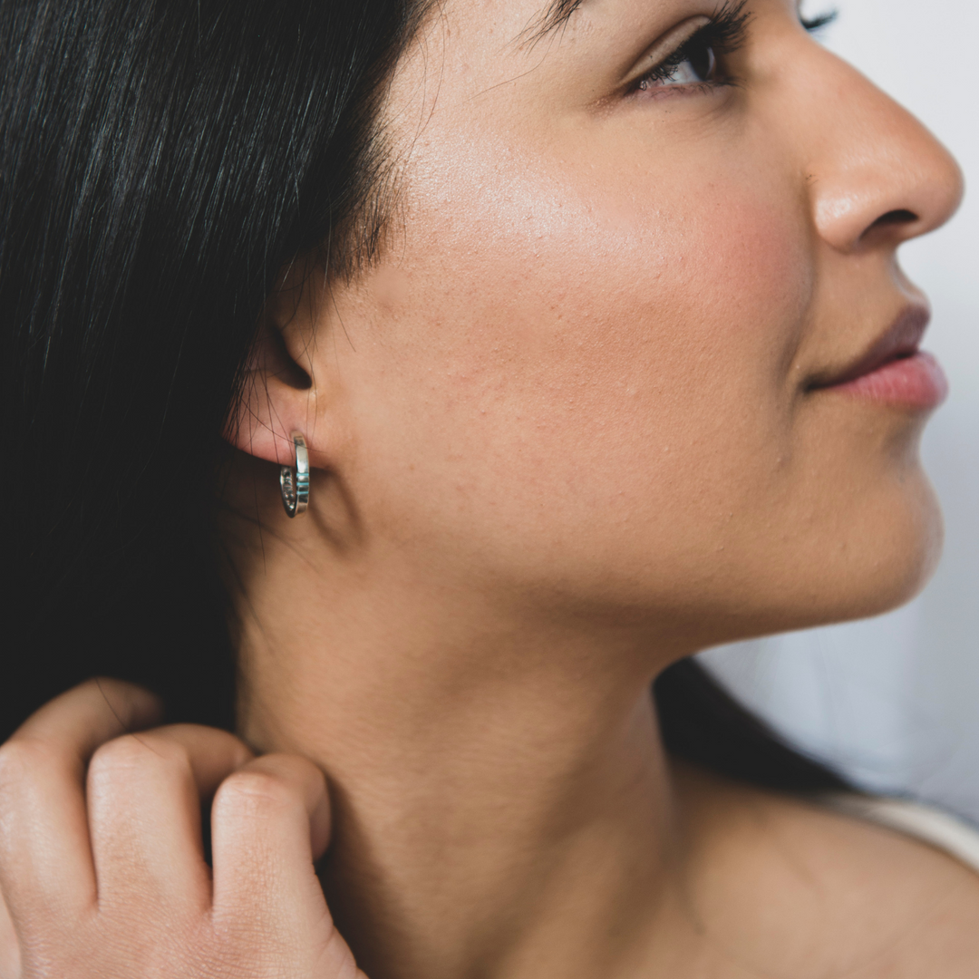 Small Hoop Earrings with Turquoise