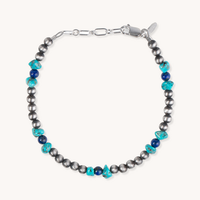 Boho Beaded Bracelet with Turquoise and Lapis