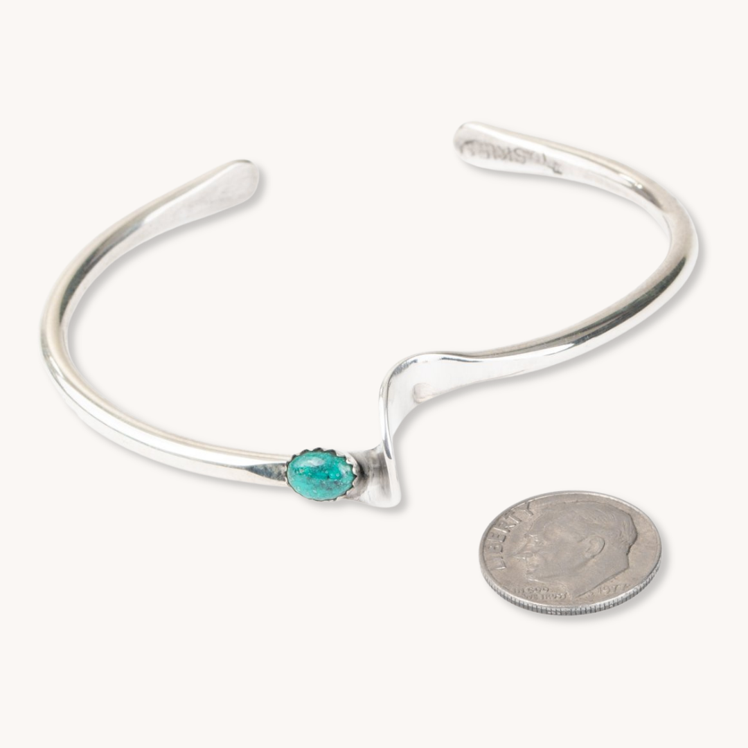 Turquoise and Silver Wishbone Cuff