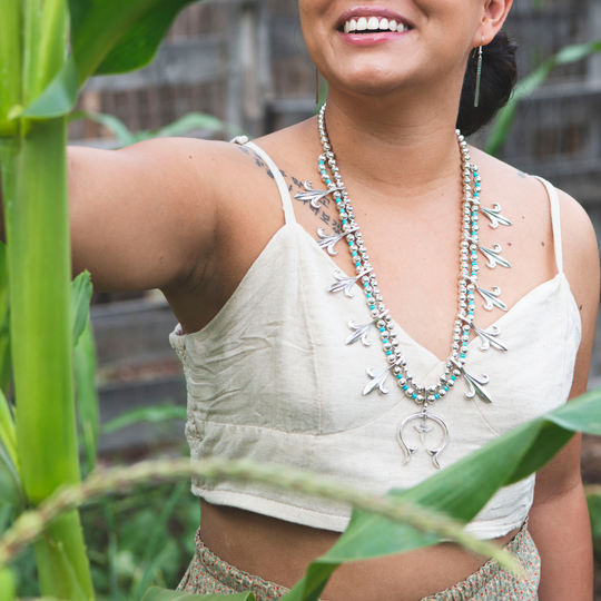 Southwest Handcrafted Squash Blossom Statement Necklace