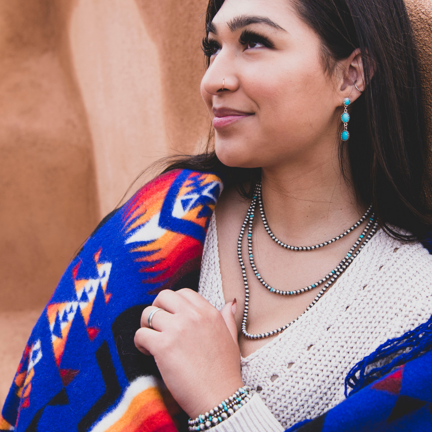 Navajo Pearls Silver Bead Necklace
