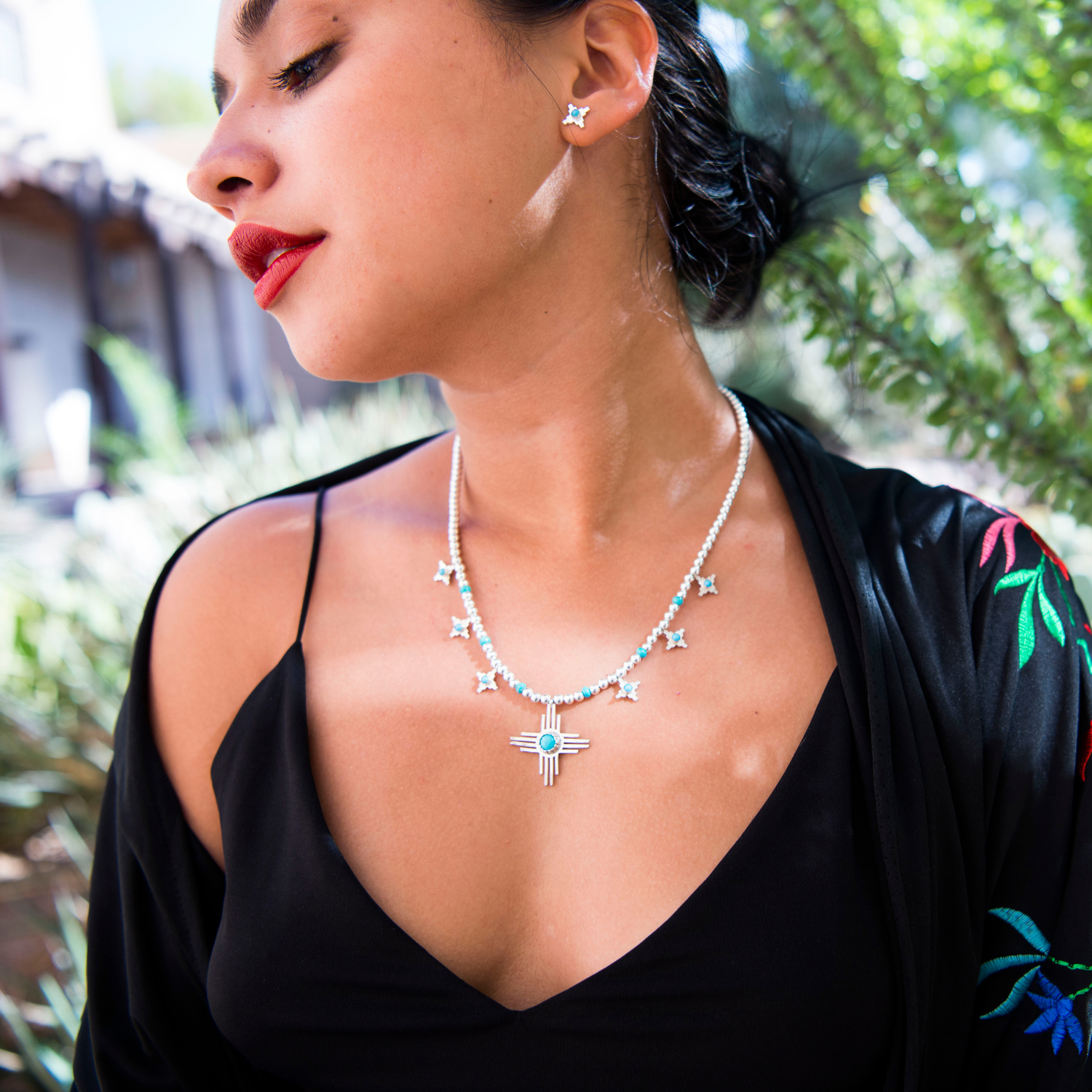 Enchantment: Sun Blossom Zia Squash Necklace in Sterling – T.Skies Enchantment: Sun Blossom Zia Squash Necklace in Sterling – T.Skies