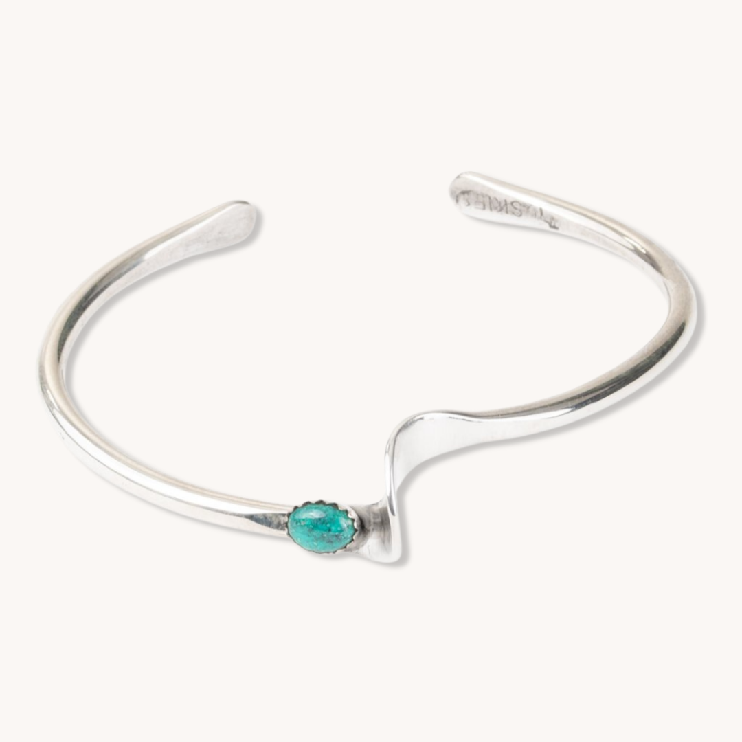 Turquoise and Silver Wishbone Cuff Bracelet