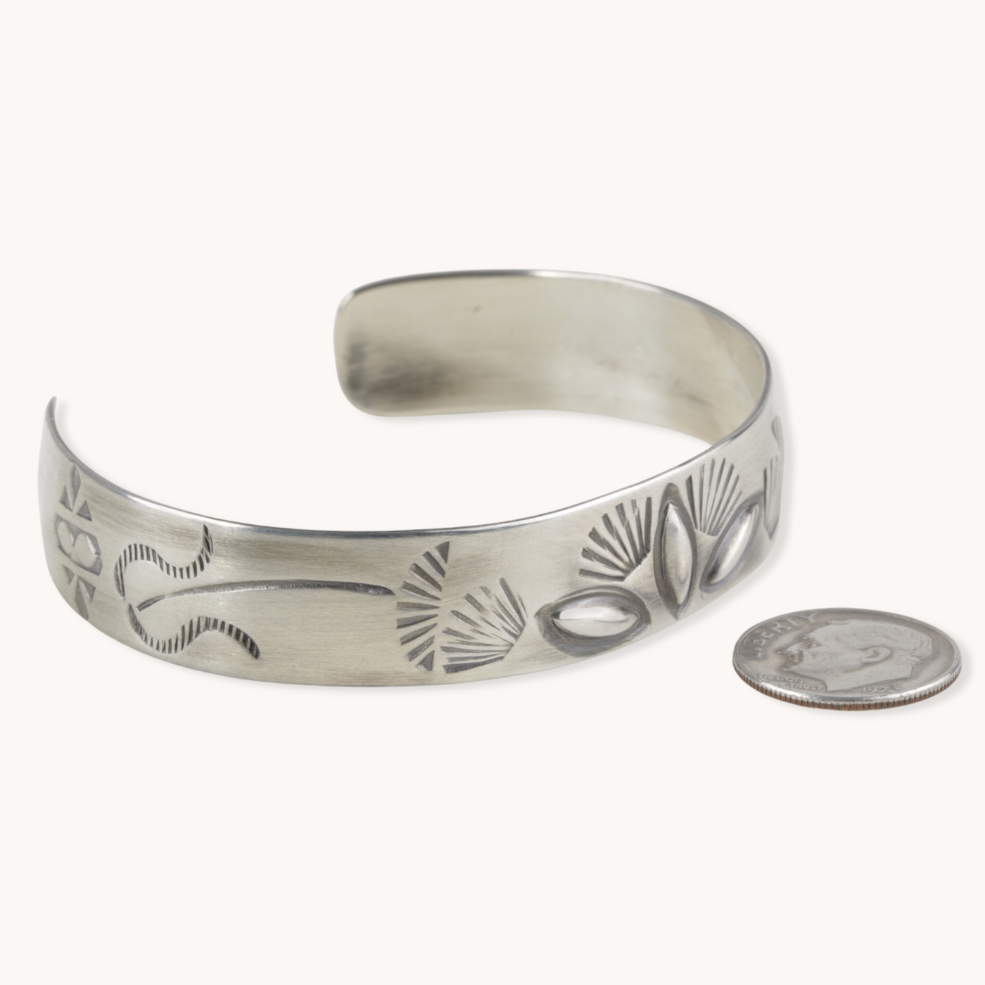 Native American Sterling Silver Cuff Bracelet, Adjustable Sizing