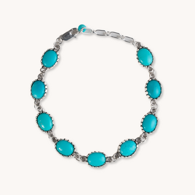 Turquoise Chain Bracelet in sterling silver