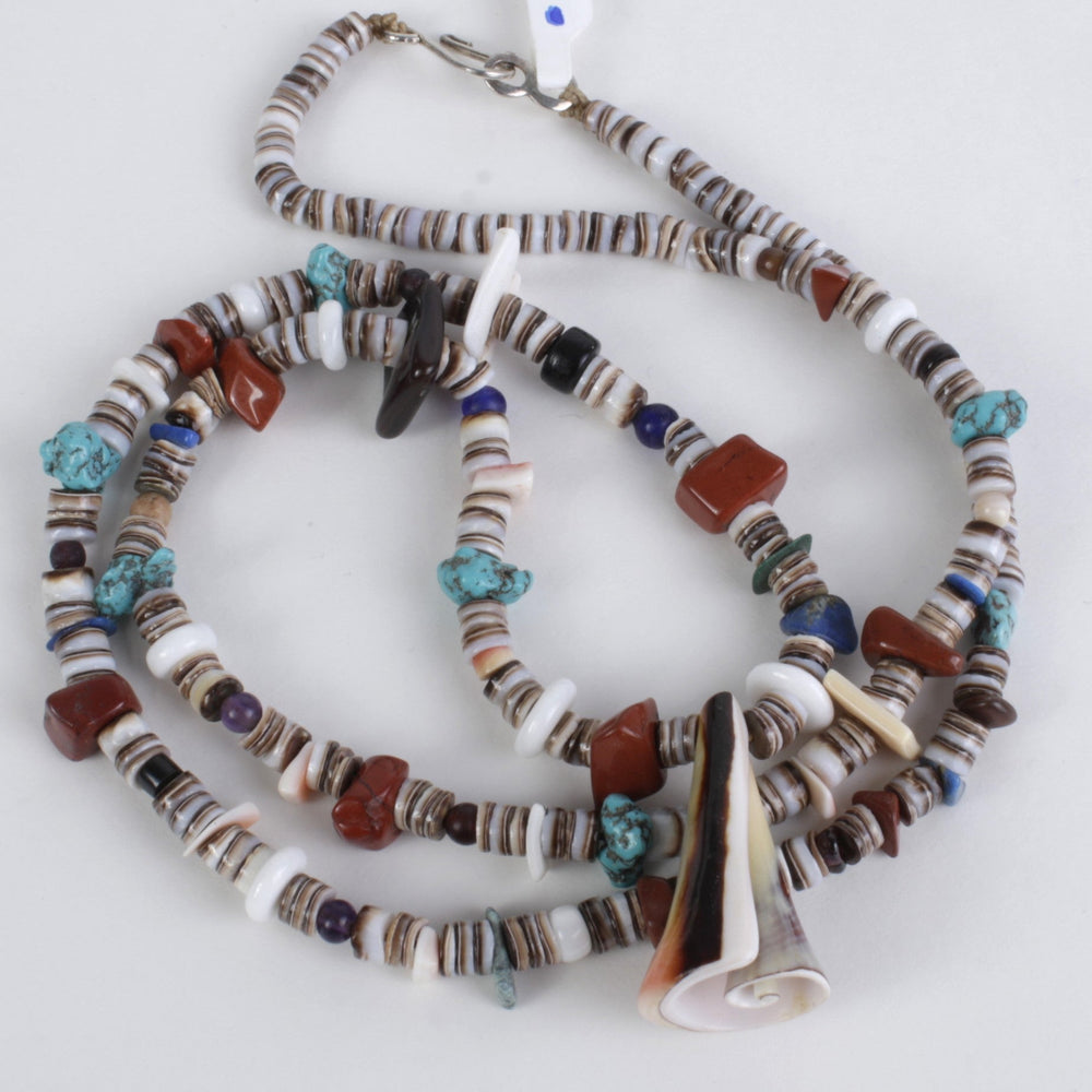 Shell and Multi-stone Heishi Necklace