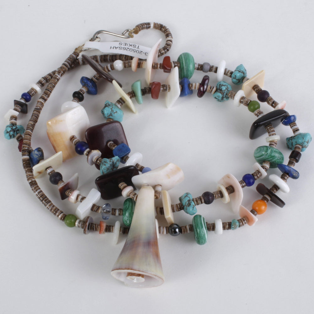 Multi-stone and Shell Heishi Necklace