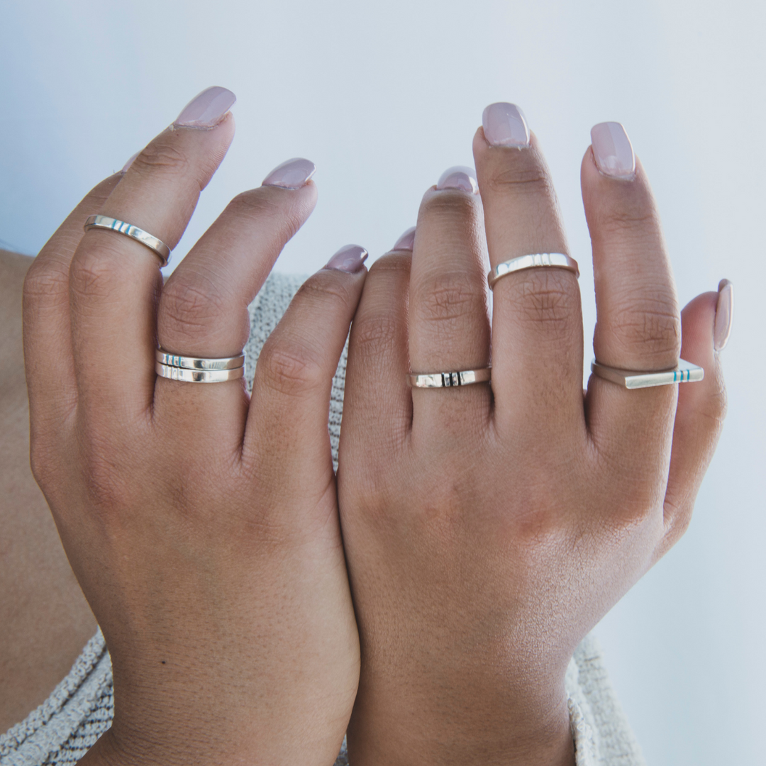 Turquoise and Pinshell Band Rings | T.Skies Jewelry