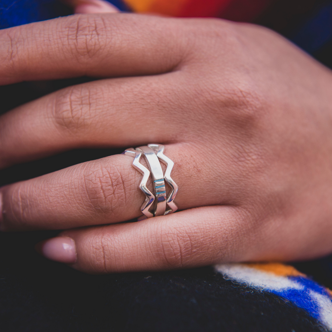 Turquoise Silver Band Ring, Stackable Ring