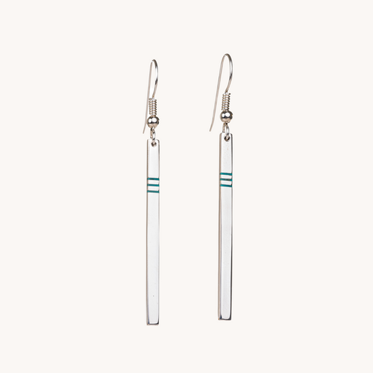 Sterling Silver Vertical Bar Drop Earrings with Turquoise by TSkies