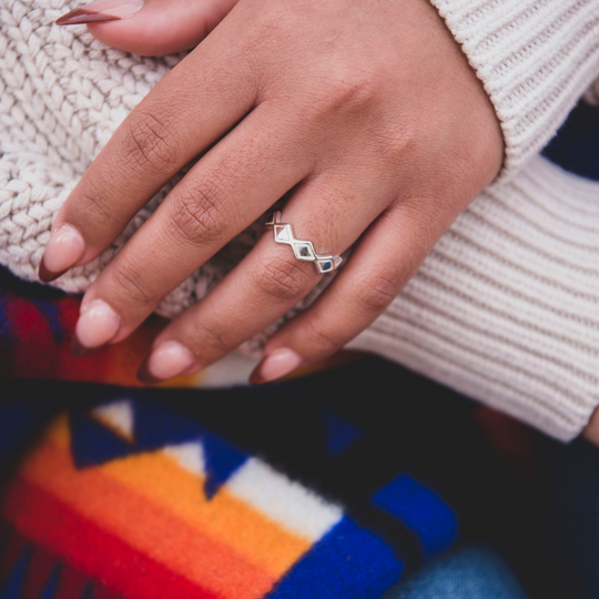 Silver Diamond Shaped Stackable Ring