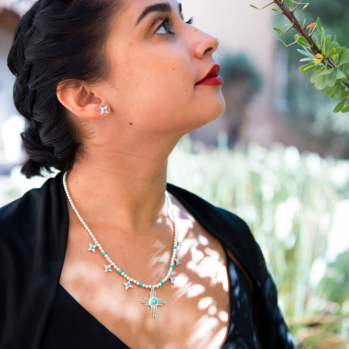 Silver and Turquoise Zia Necklace by TSkies