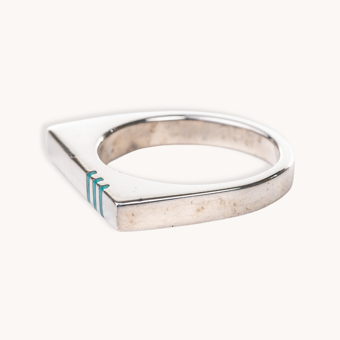 Square Silver Ring, Turquoise | T.Skies Jewelry