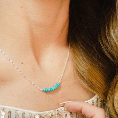 Turquoise Bead Bar Necklace for Layering
