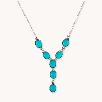 Real Turquoise and Silver Y Necklace by TSkies