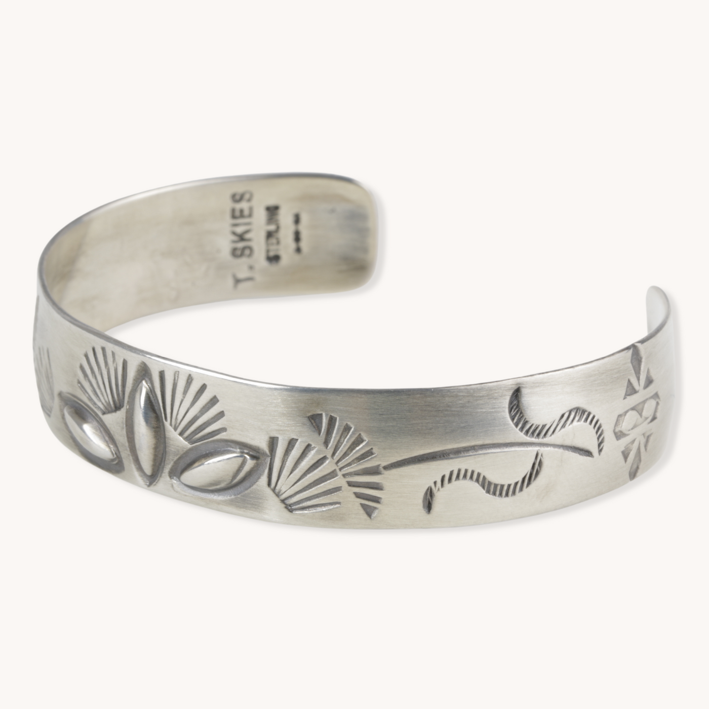 Native American Hand Stamped Silver Cuff Bracelet