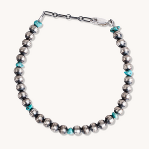 Turquoise Bracelet with Sterling Silver Desert Pearls