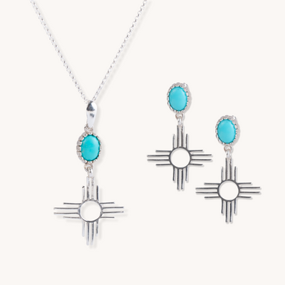 Turquoise Zia Necklace and Earrings Set by TSkies