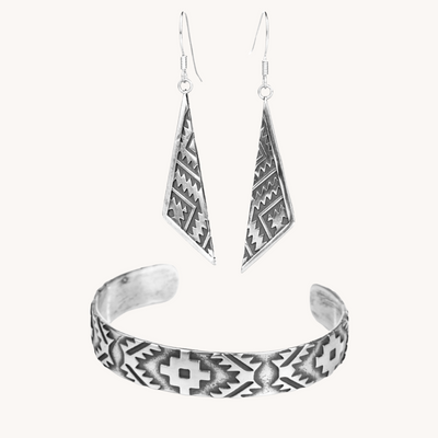 Southwest Drop Earrings and Cuff Bracelet by T.Skies Jewelry