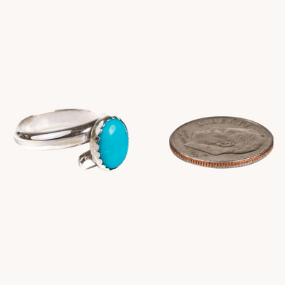 Sterling Silver Adjustable Ring with Turquoise Stone