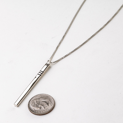 Sterling Silver Vertical Bar Necklace Detail