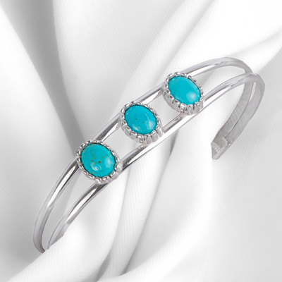 Sterling Silver Turquoise Row Bracelet