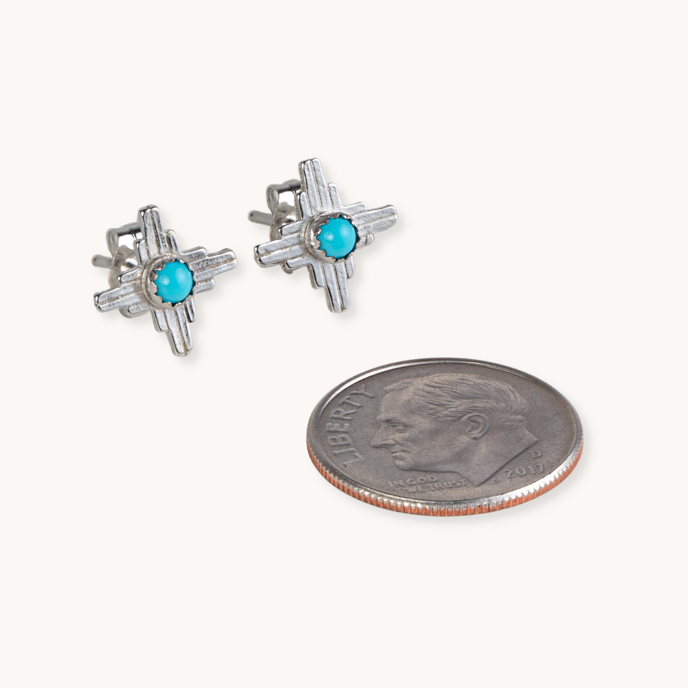 Turquoise Stone Silver Stud Earrings