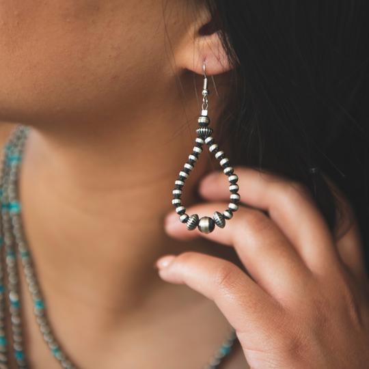 Silver Bead Loop Earrings