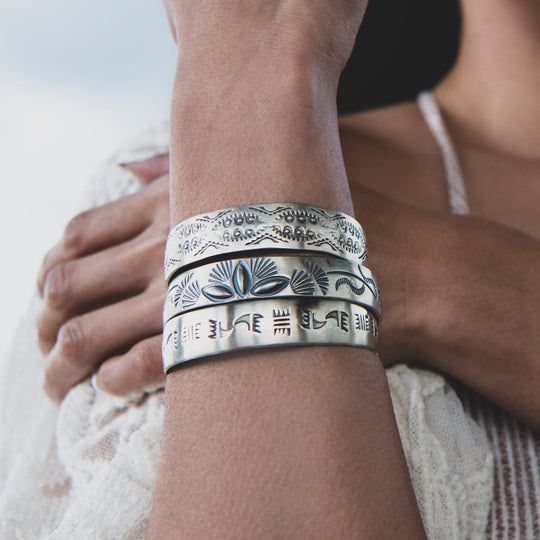 Hand Stamped Silver Bracelet by T.Skies Jewelry