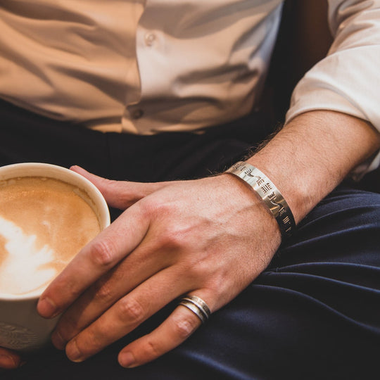 Men's Handstamped Silver Cuff Bracelet