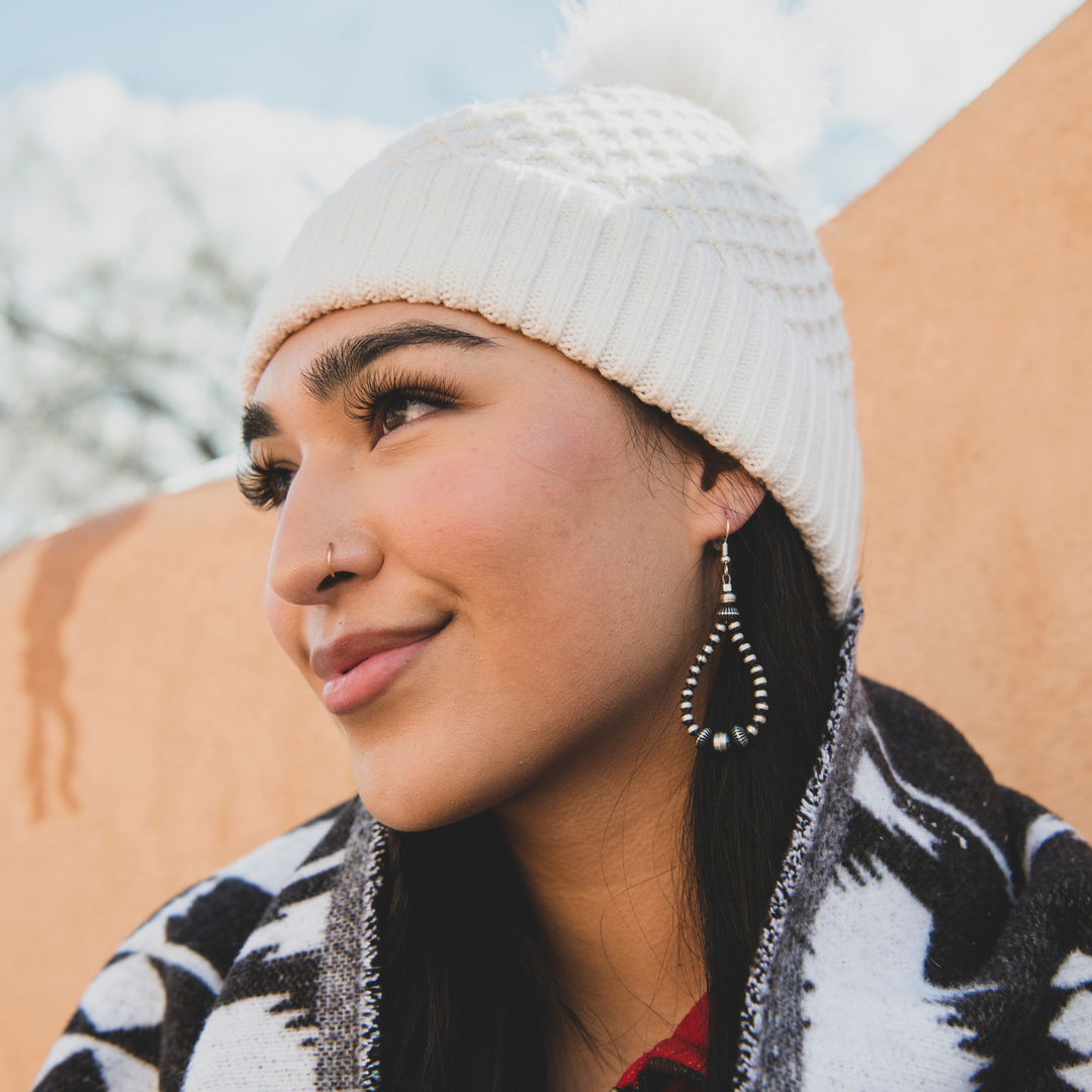 Silver Bead Navajo American Loop Earrings