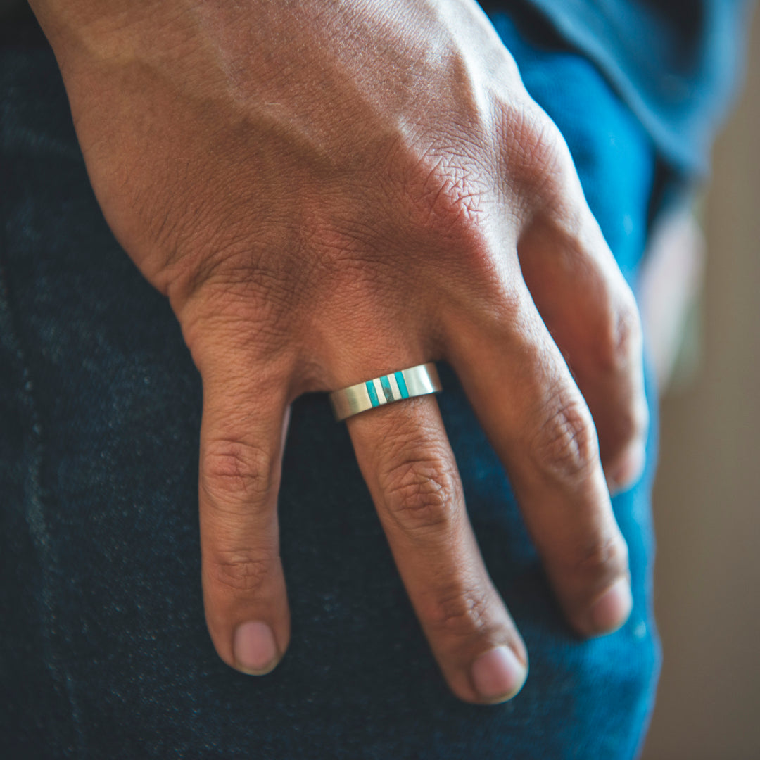 Inlay Mens Turquoise Rings Turquoise Inlay Men's Turquoise