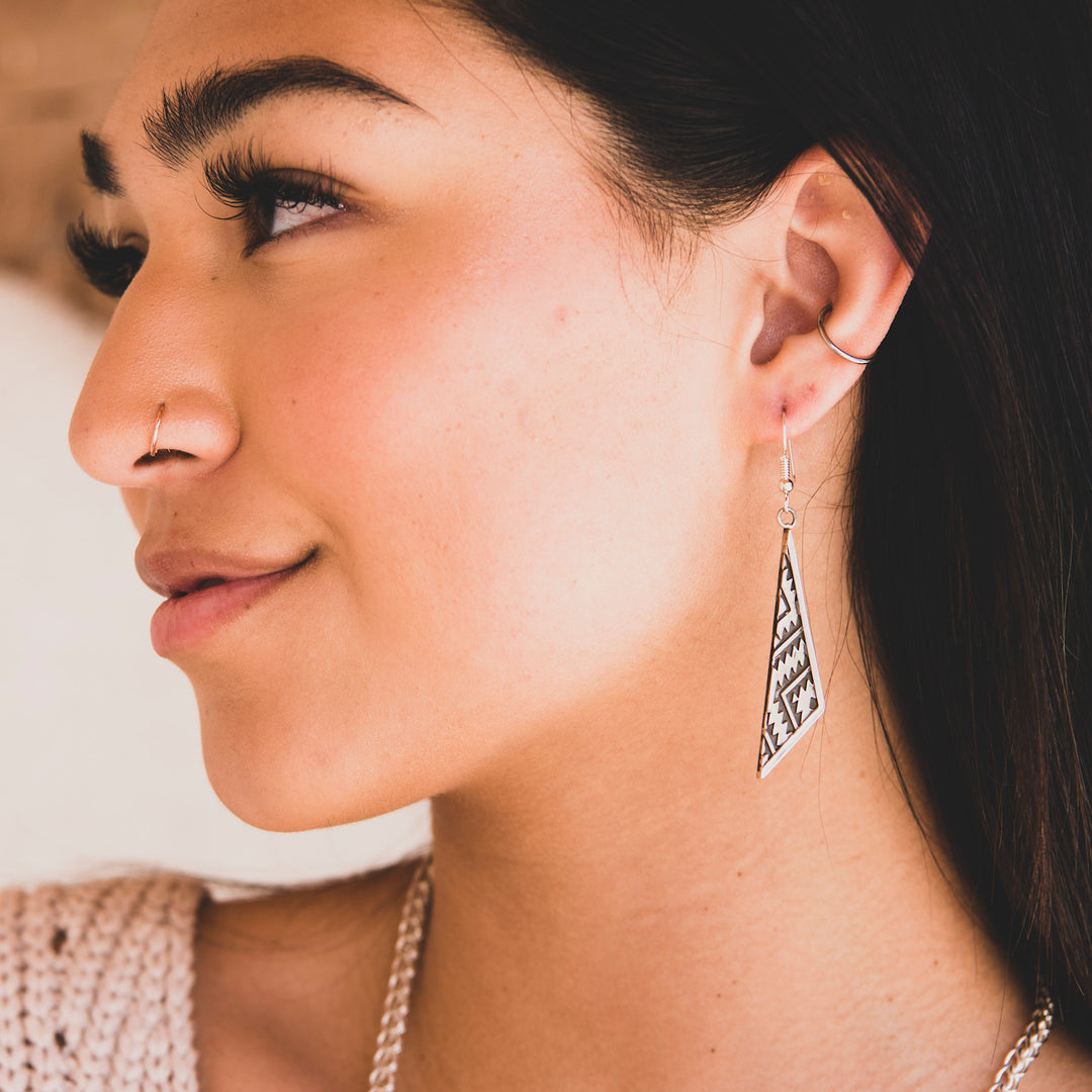 Triangle Dangle Southwest Earrings in Sterling Silver