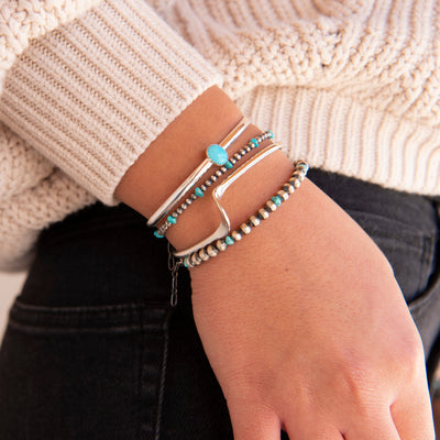 Turquoise Stone Stackable with Twist Bracelet