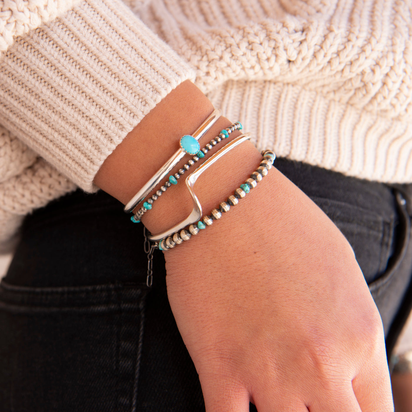 Unique Turquoise Bracelets, Navajo Pearls Bracelets