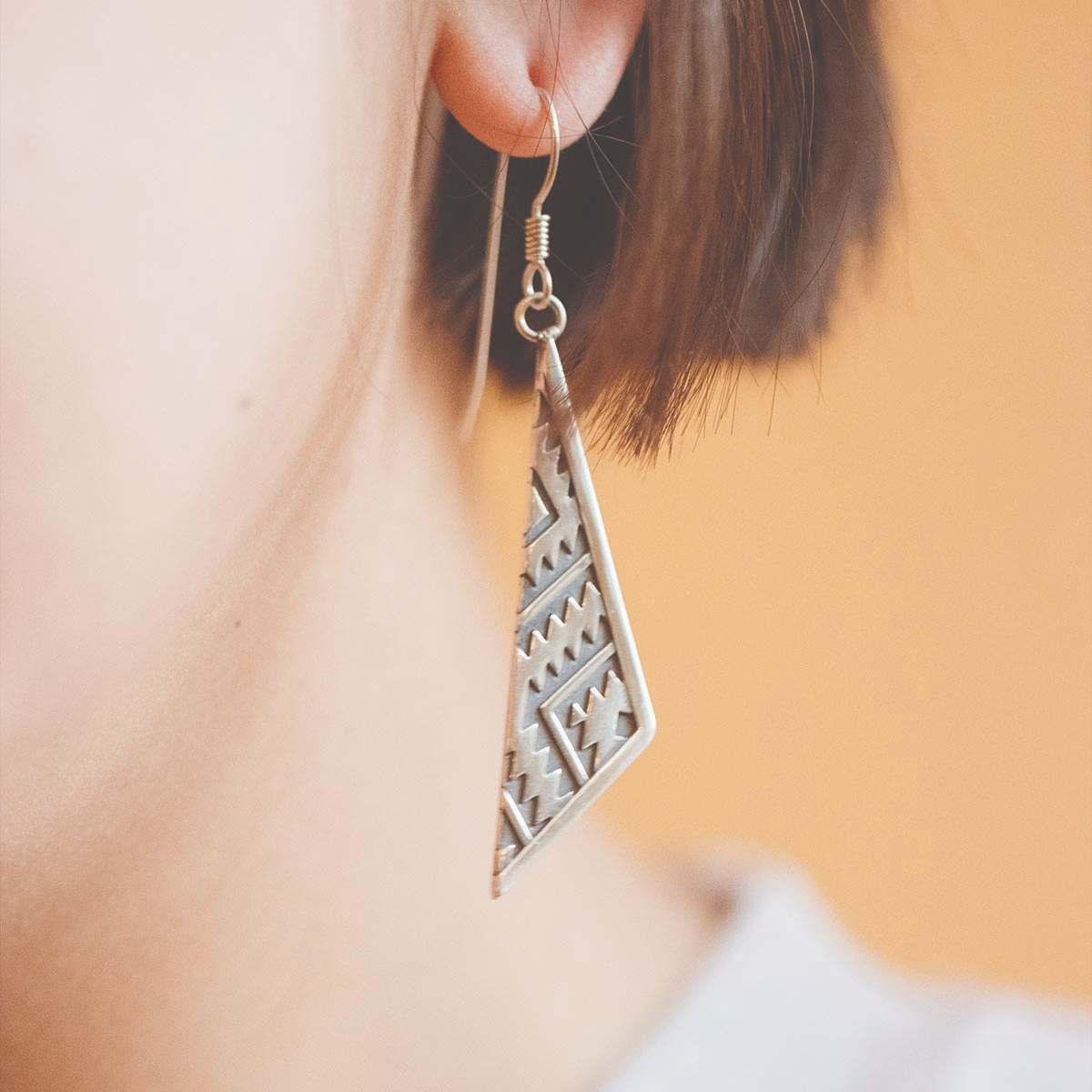 Silver Triangle Dangle Southwest Earrings | T.Skies Jewelry