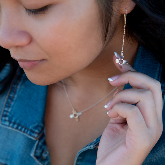 Silver Zia Thread Earrings | T.Skies Jewelry