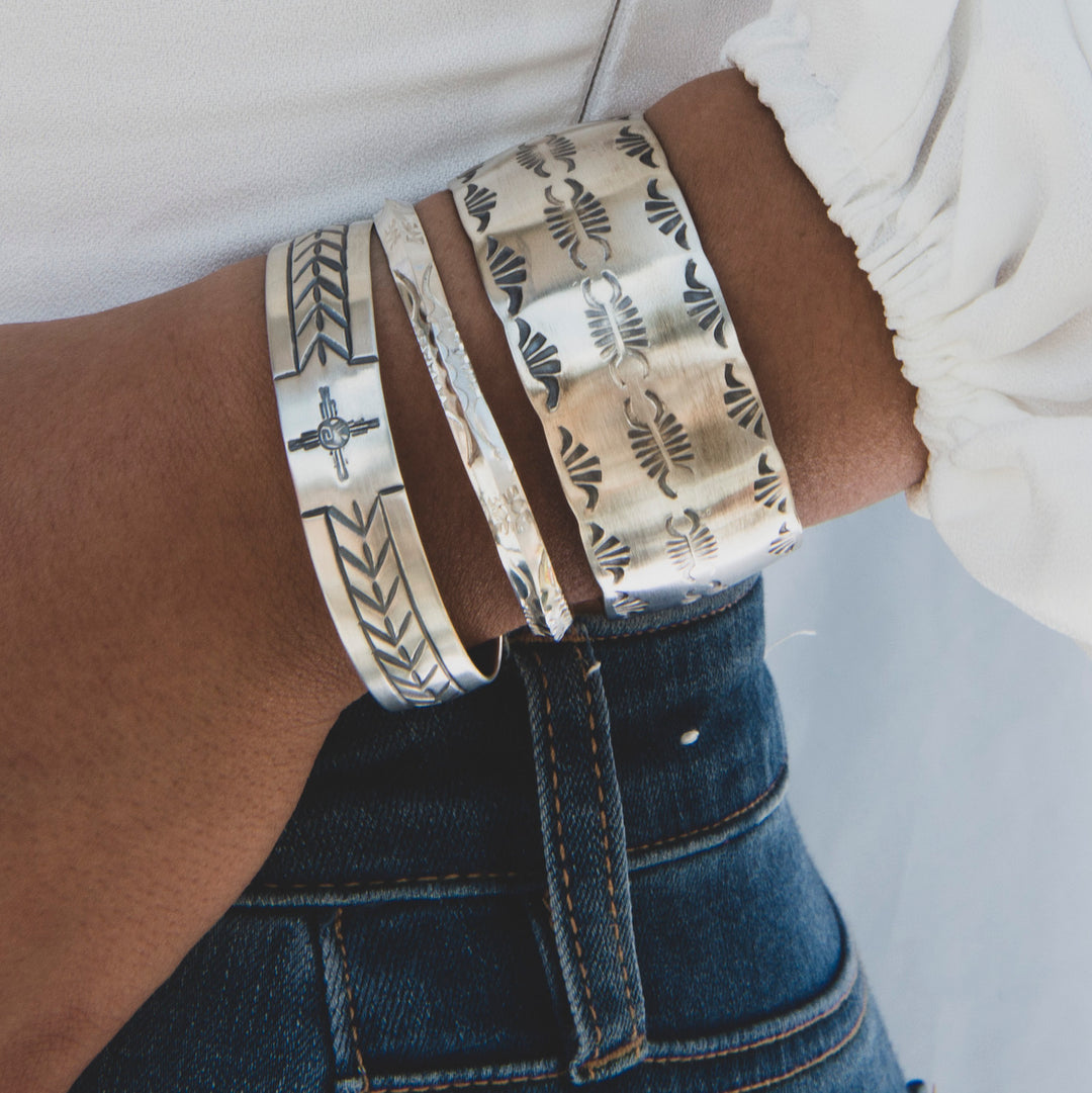 Hand Stamped Silver Bracelet by T.Skies Jewelry