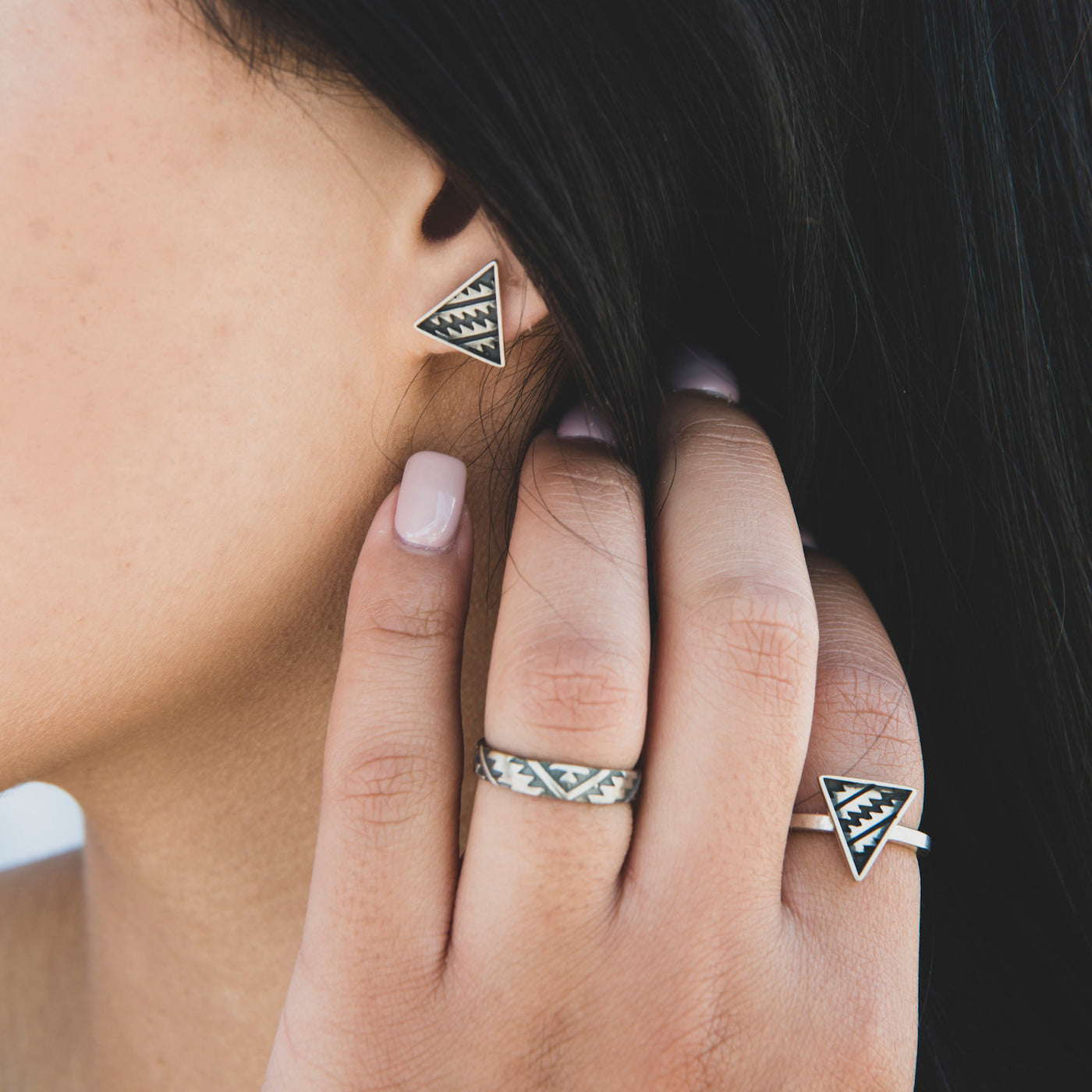 Silver Triangle Stud Earrings | T.Skies Jewelry